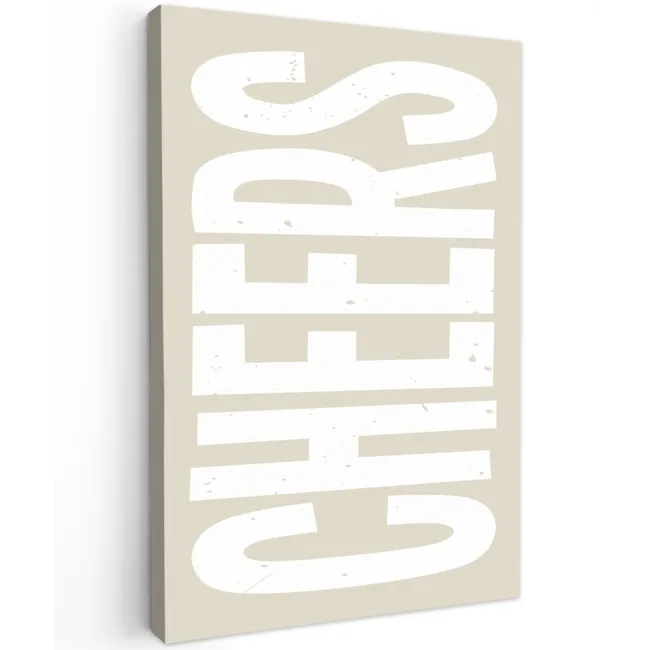 Cheers - Feest - Japandi - Vintage Tuinposter op houten frame 2 cm dik klein -3d