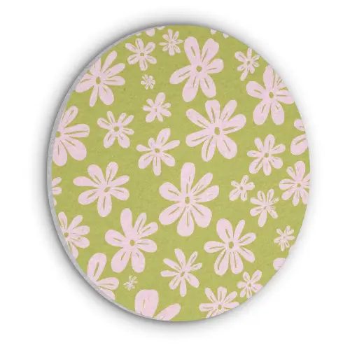 Bloemen - Roze - Getekend - Patroon Akoestische PET Vilt - Rond klein -3d