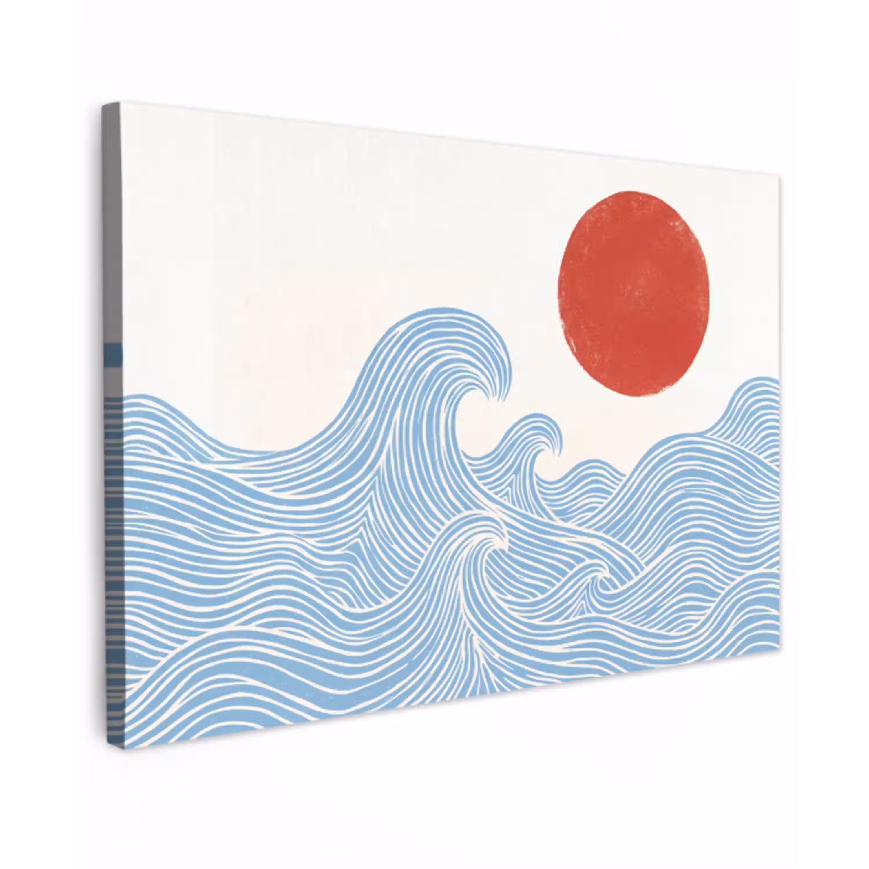 Zon - Golven - Oceaan - Abstract - Rood Tuinposter op houten frame 2 cm dik klein -3d