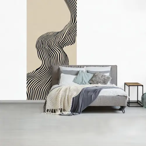 Golvend - Lijnen - Abstract - Silhouet fotobehang vinyl groot -slaapkamer