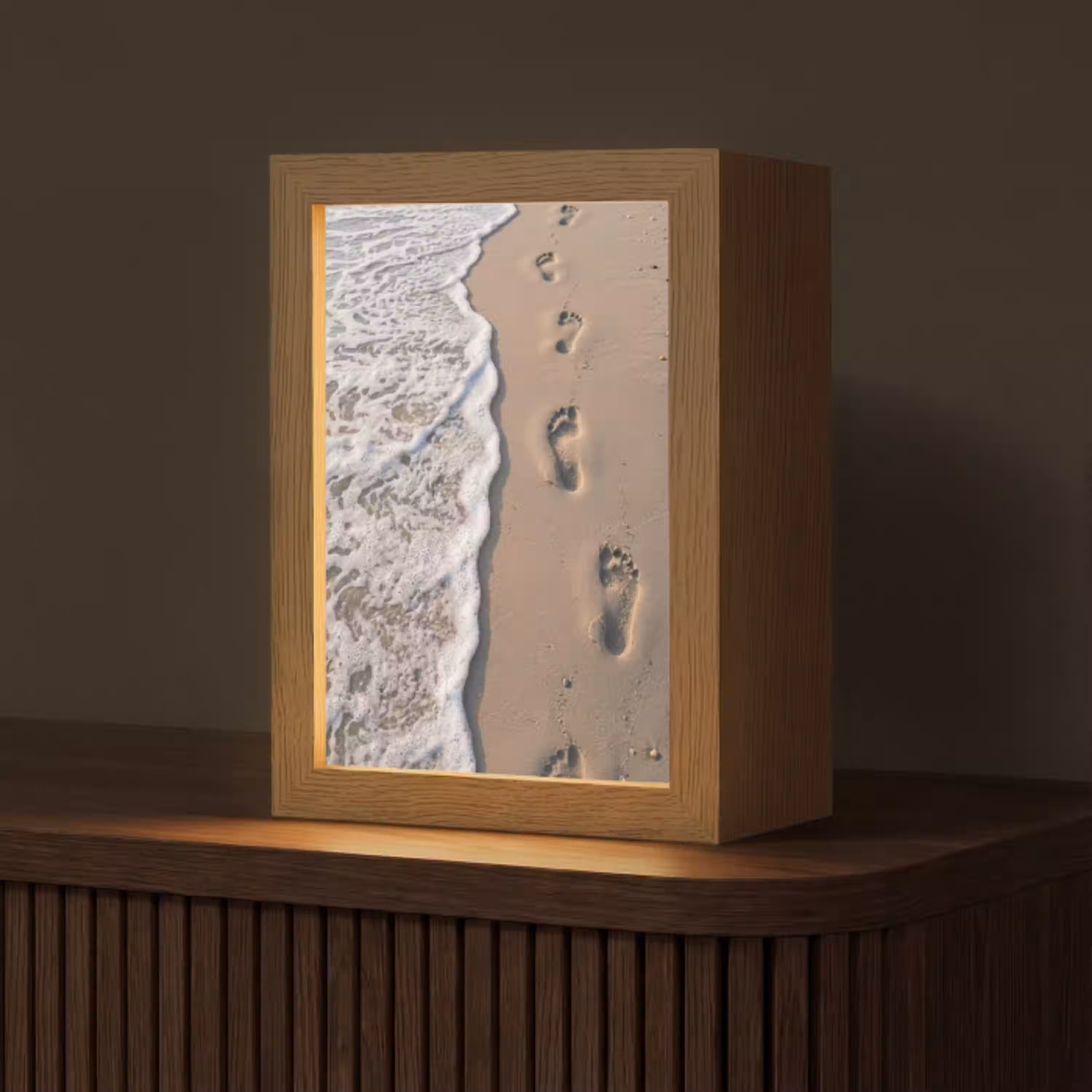 Voetstappen - Vloedlijn - Zee Light Box met kabel (Tafellamp) klein -z3d_website
