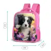 zwart witte puppy tussen kleurrijke bloemen Kinderrugzak - Roze middel -productfoto_formaten