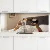 Champagne - Bed - Bubbels keuken achterwand 2 middel -3d