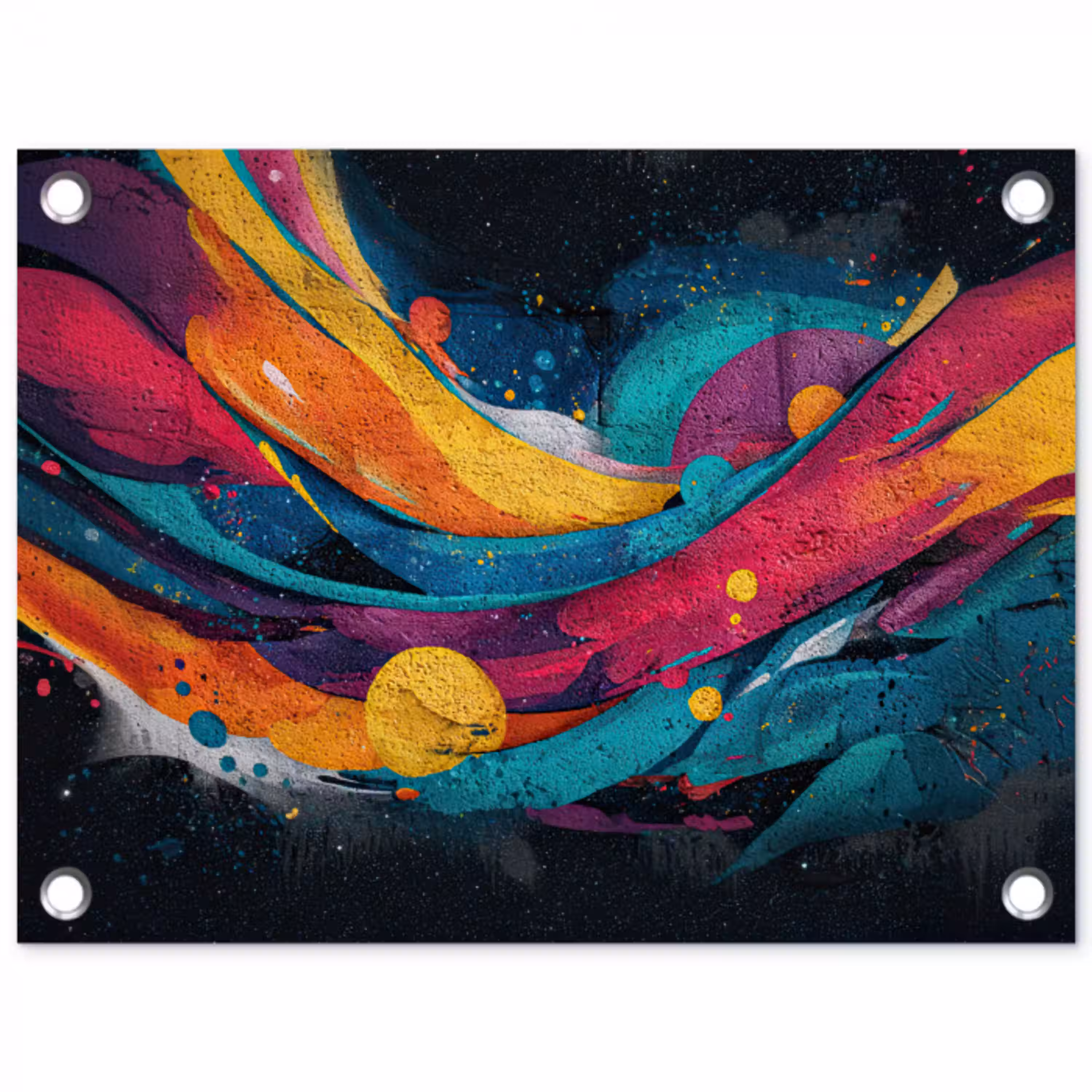 Banen - Golven - Kleurrijk - Abstract tuinposter los doek klein -3d