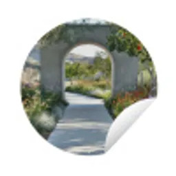 Doorkijk - Pad - Beton - Landschap Wandcirkel tuinposter met ringen klein -3d