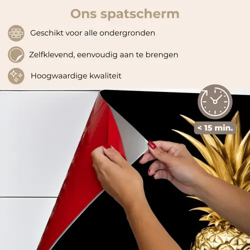Ananas - Zwart - Goud - Luxe keuken achterwand spatscherm klein -spatscherm_NL
