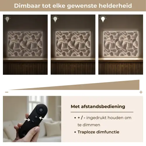Waaiervorm - Beige - Vezel textuur Light Box met batterij (Wandlamp) middel 907 -USP_dimbaarNL
