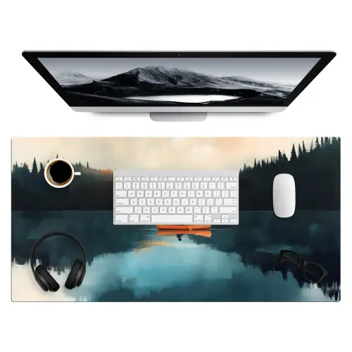 Bossen - Meer - Kano - Oranje Muismat XXL klein -3d