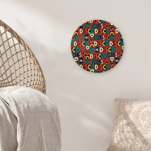 Bruin - Retro - Disco - Patroon Wandcirkel kunststof plaat 5mm dik klein 188 -sfeer5