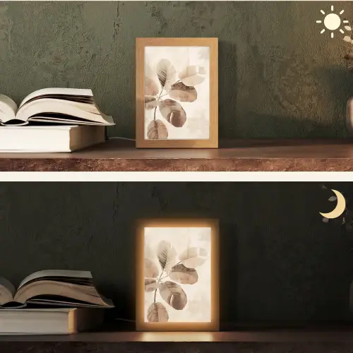 Gedroogde plant - Natuur - Bruin - Planten Light Box met kabel (Tafellamp) klein -sfeer3