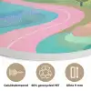 Landschap - Paars - Pastel - Huizen Akoestische PET Vilt - Rond klein -closeup_NL