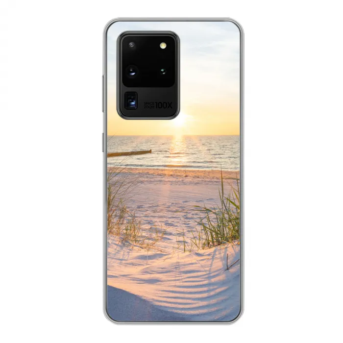 Strand - Zon - Duin - Gras - Zand - Horizon Telefoonhoesje Samsung Galaxy S20 Ultra klein -3d