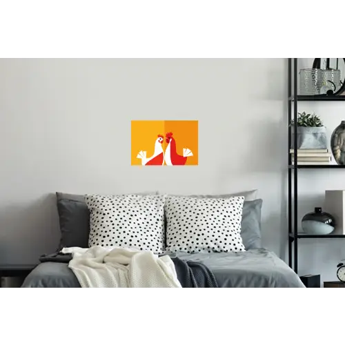 Kippen - Oranje - Vlakken Muursticker klein -slaapkamer