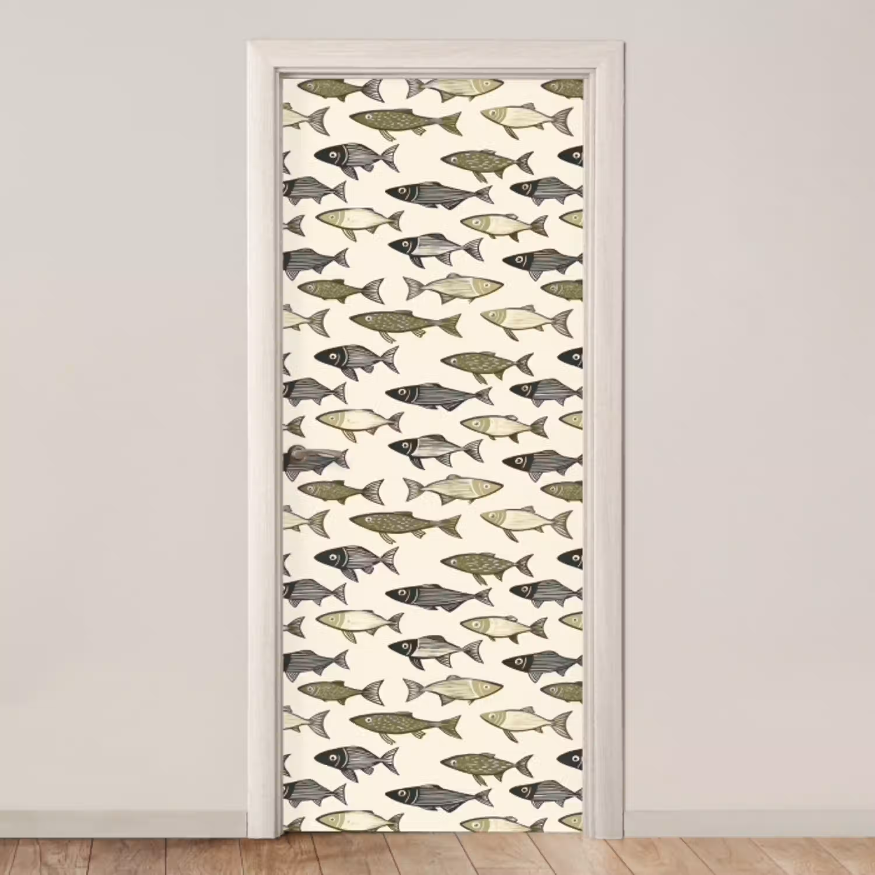 Vissen - Klassiek - Groen deurposter klein 289 -3d_beige