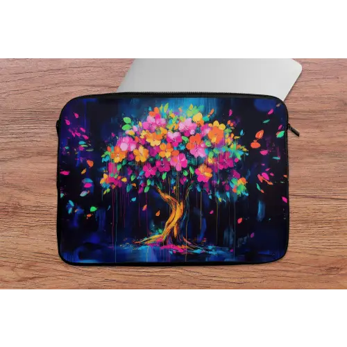 Boom - Bloemen - Magisch - Gekleurde laptophoes neopreen klein -tafel