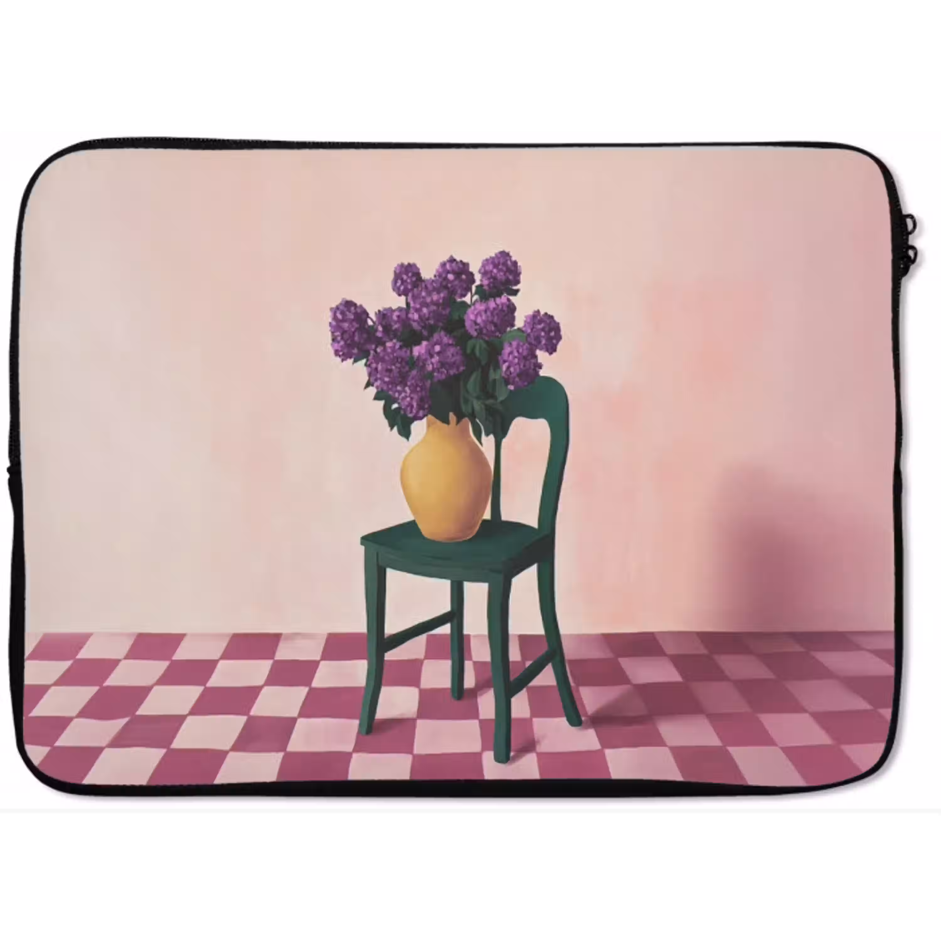 Stoel - Vaas - Bloemen - Geblokt laptophoes neopreen klein -zkaufland3dotto