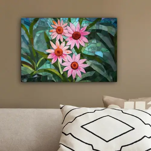 Bloemen - Roze - Glasmozaïek canvas 2cm klein -sfeer3