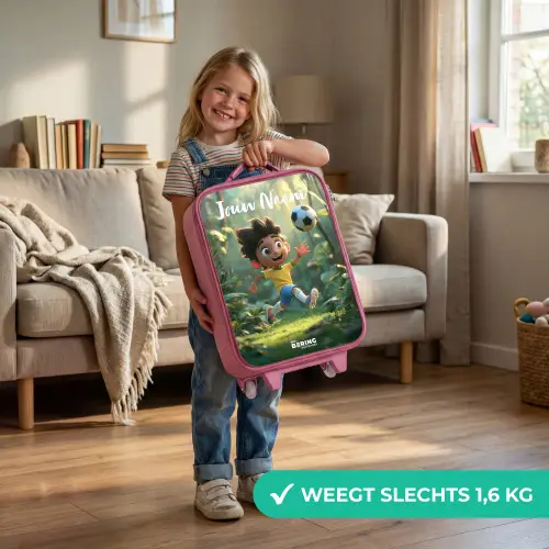 Jongen - Voetbal - Bos - Bomen Kinderkoffer - Roze klein -sfeer2_NL
