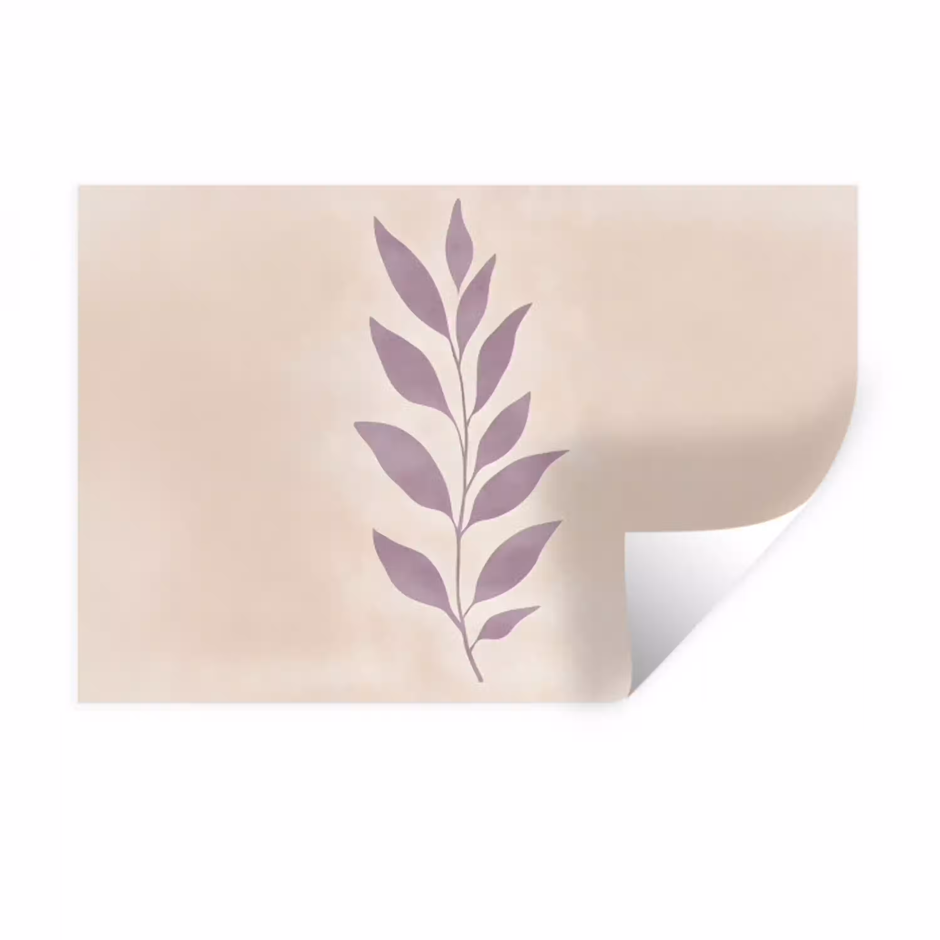 Tak - Bladeren - Minimalistisch - Beige Muursticker klein -3d