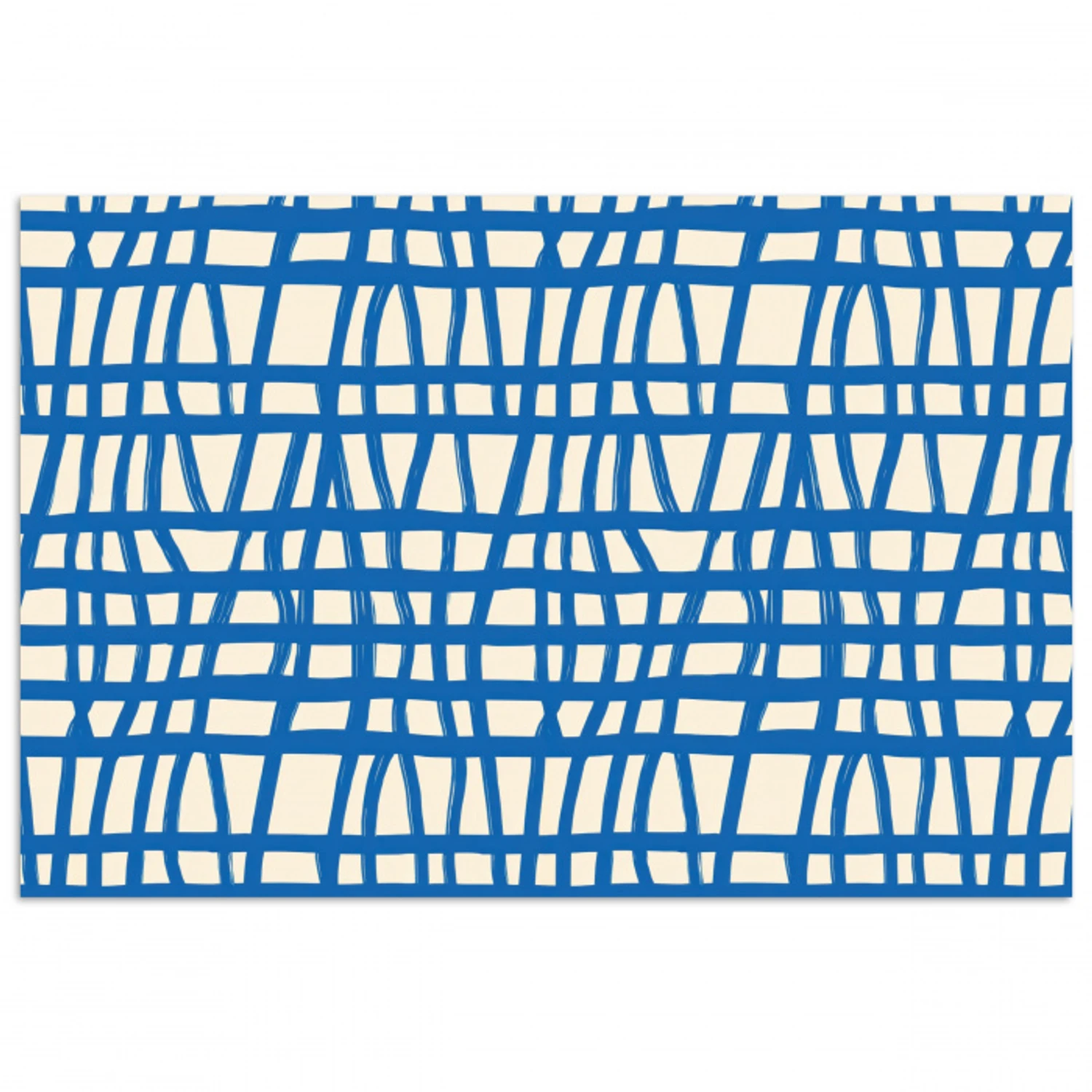 Ruitpatroon - Blauw - Crème poster papier klein 62 -3d