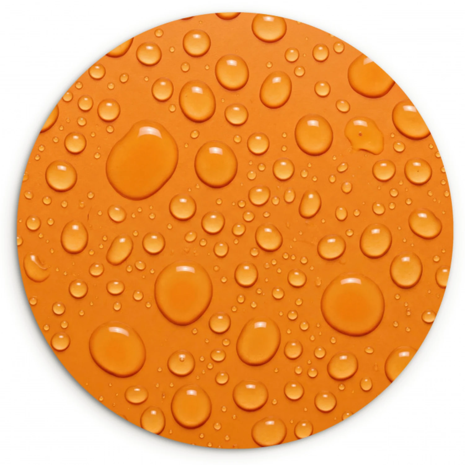 Water - Druppels - Oranje Wandcirkel kunststof plaat 5mm dik klein -3d