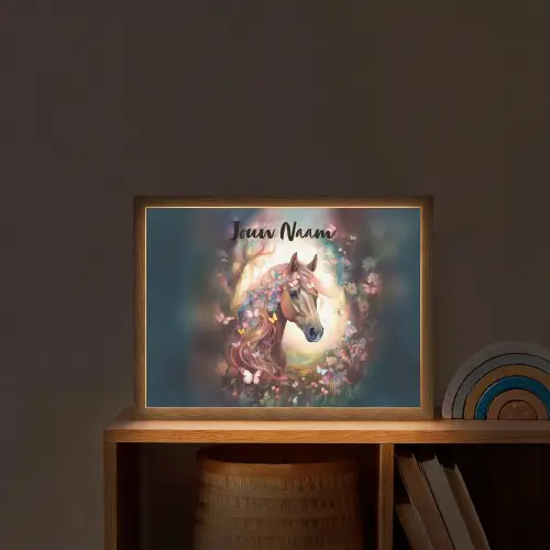 Paard - Natuur - Bloemen - Vlinders - Bos Light Box met batterij (Wandlamp kind) middel -sfeer1_kind