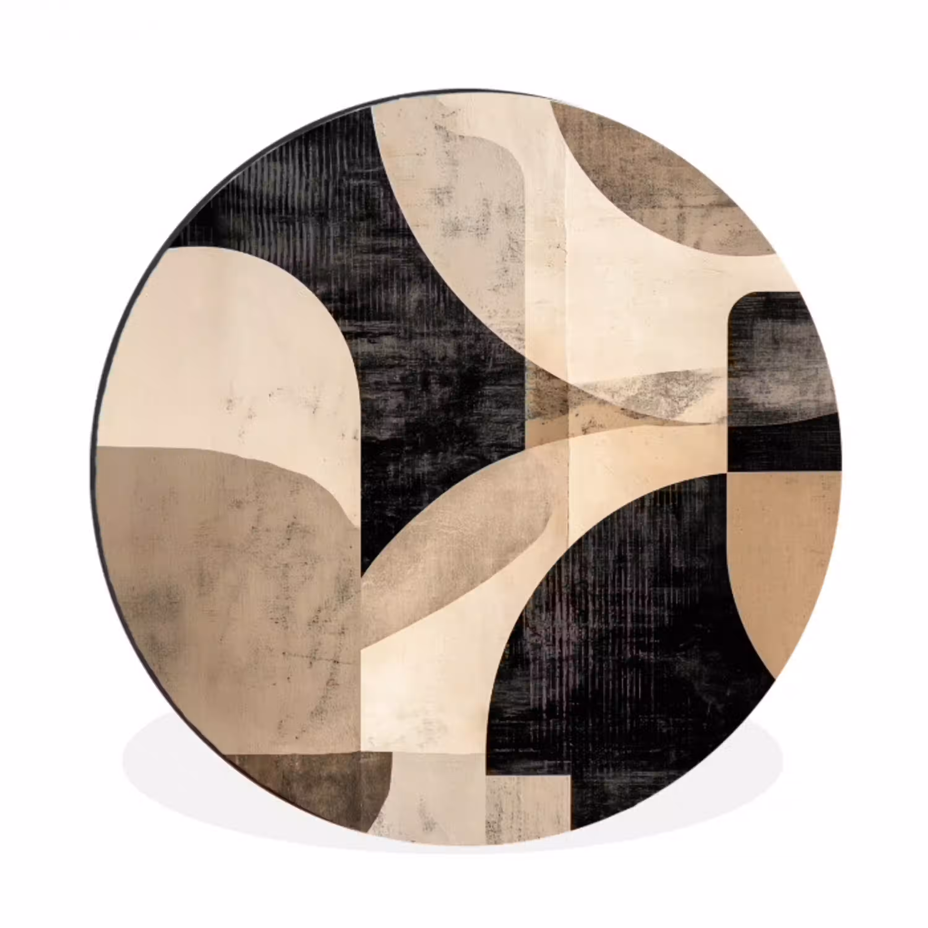 Abstract - Vormen - Modern - Beige Wandcirkel aluminium klein -3d