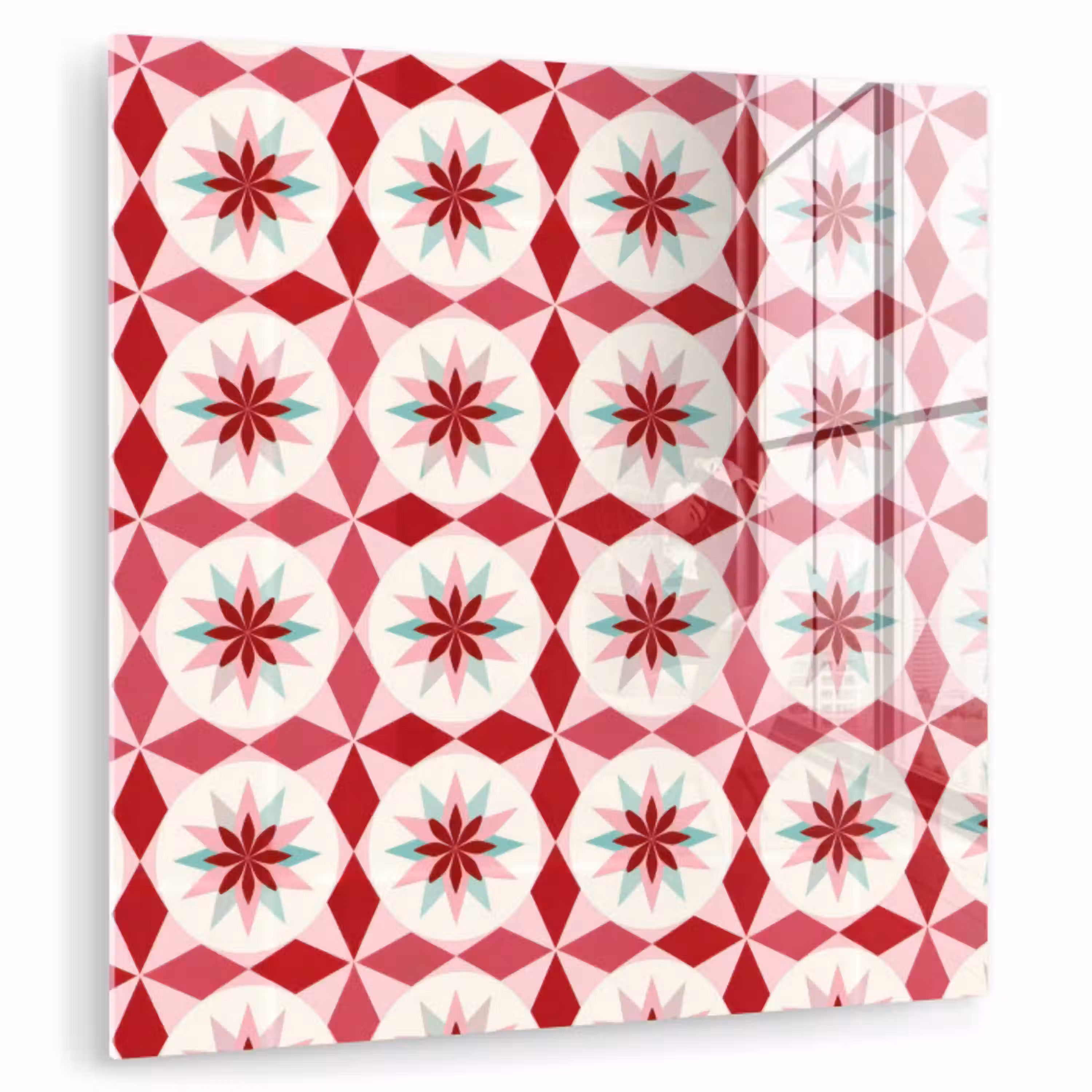 Tegelpatroon - Sterren - Retro - Roze - Mintgroen plexiglas 5mm klein 11 -zzzproduct_nieuw