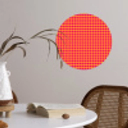 Stippen - Patroon - Oranje Wandcirkel behangsticker klein 186 -sfeer3