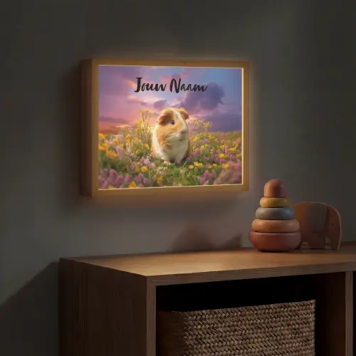 Cavia - Kleurrijk - Bloemen Light Box met batterij (Wandlamp kind) middel -sfeer5_kind