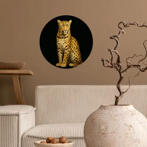 Panter - Realistisch - Bruin Wandcirkel behangsticker klein -sfeer1