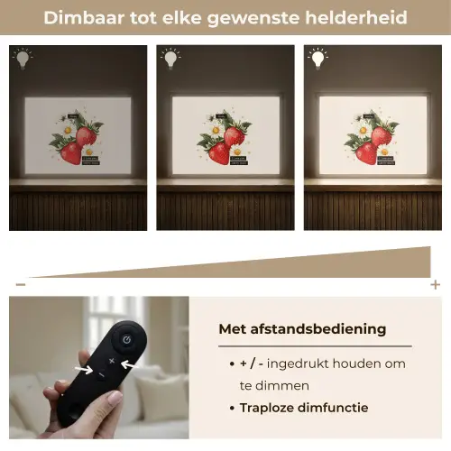 Aardbeien - Madeliefjes - Quote - Sterretjes Light Box met batterij (Wandlamp) middel -USP_dimbaarNL