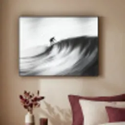 Surfer - Golf - Vervaagd - Zwart Textielframe - compleet frame klein -sfeer1