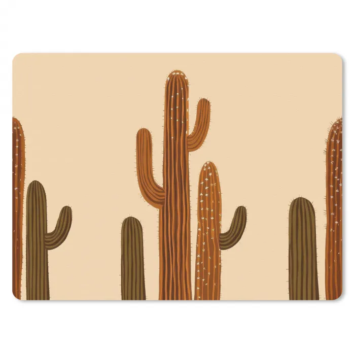 Cactus - Woestijn - Zand - Bruin muismat rubber klein -3d
