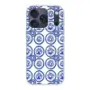 Cirkels - Bloemen - Blauw Telefoonhoesje iPhone 17 Pro klein 878 -3d