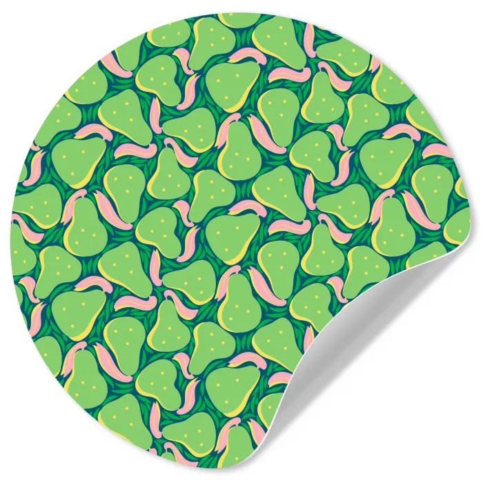 Peren - Groen - Roze Wandcirkel behangsticker klein 186 -3d