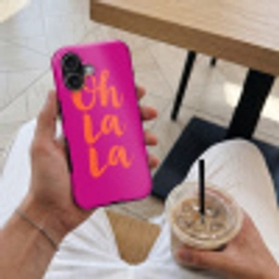 Oh la la - Roze - Oranje - Minimalistisch Toughcase MagSafe Apple iPhone 17 klein -Sfeer1M