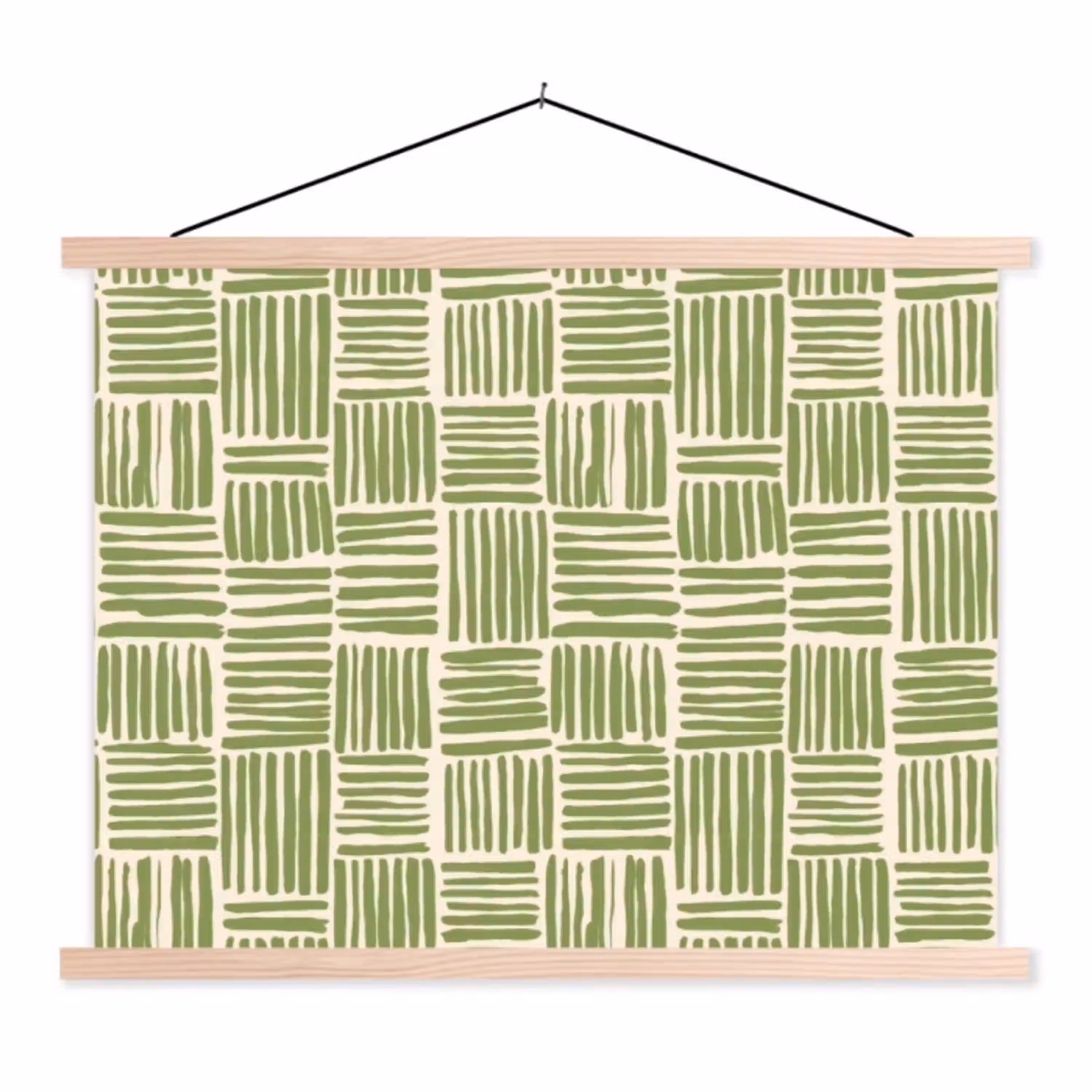Saliegroen - Blokken - Handgetekend - Patroon textielposter latten blank klein 122 -3d