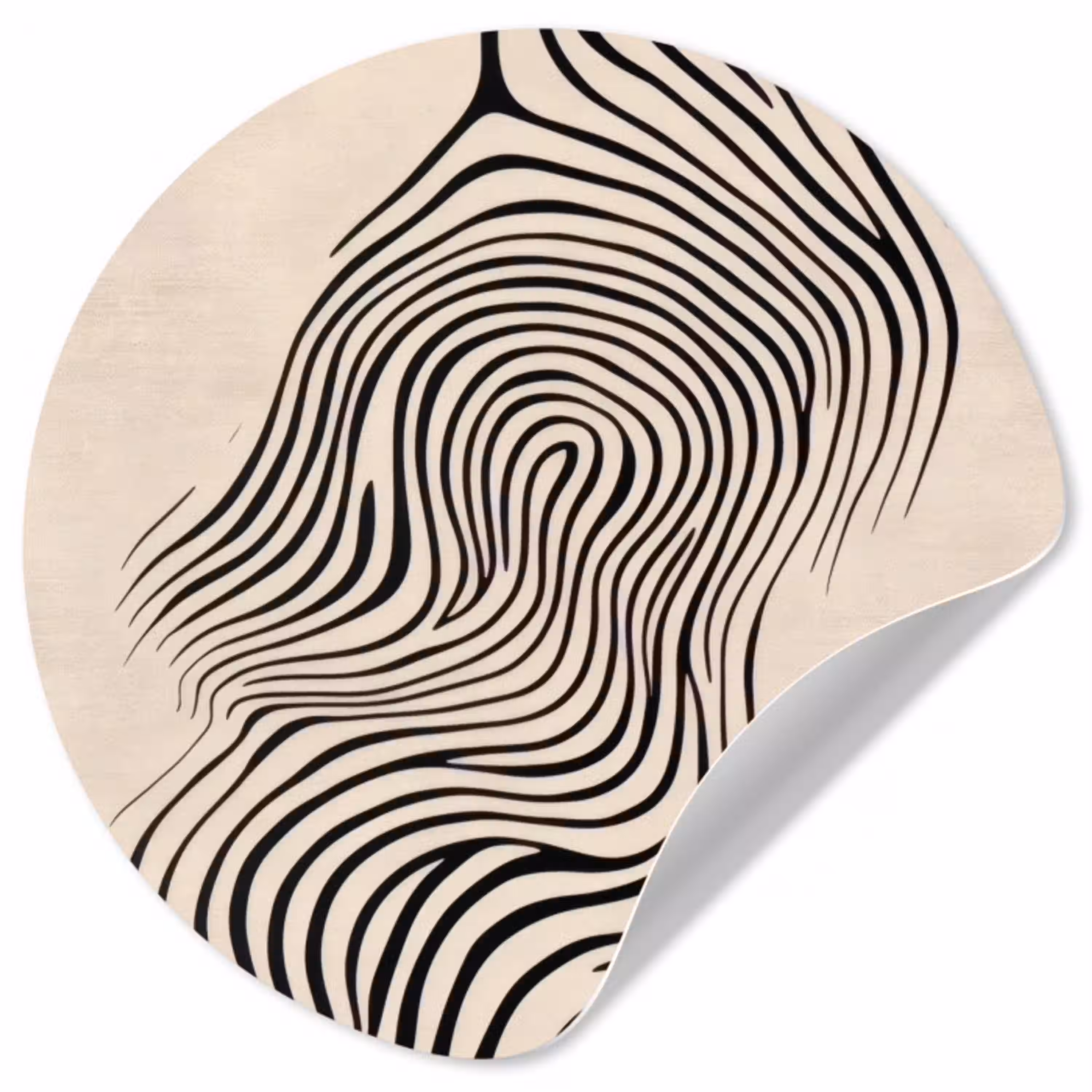 Lijnen - Abstract - Golvend - Zwart Wandcirkel behangsticker klein -3d