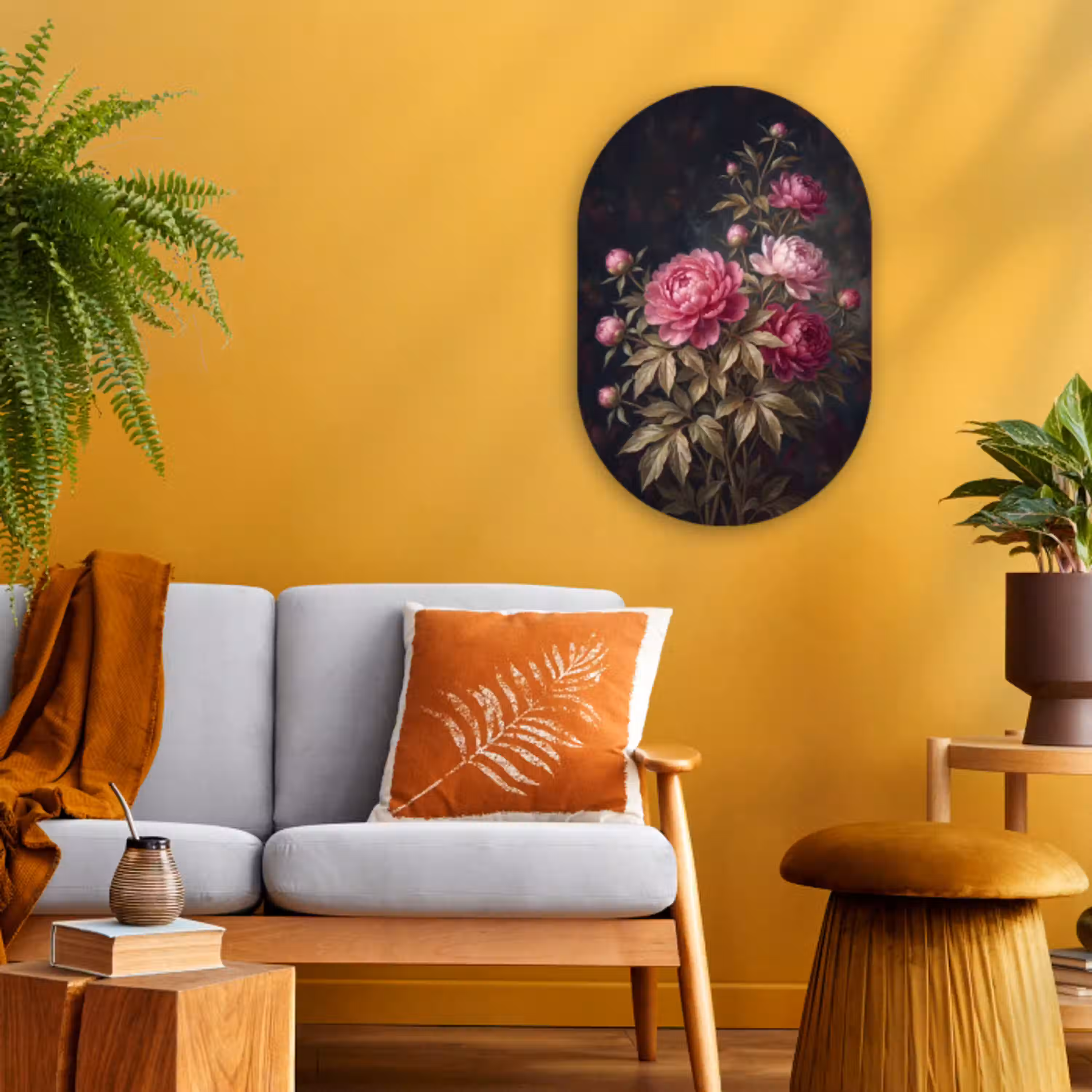 Bloemen - Roze - Klassiek - Natuur Wandcirkel Ovaal Forex klein -sfeer4