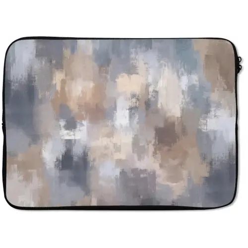 Penseelstreken - Schilderij - Beige laptophoes neopreen klein -zkaufland3dotto