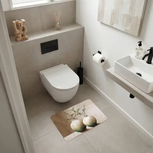 Bloemen - Vaas - Wit - Botanisch - Beige WCmat klein -sfeer1