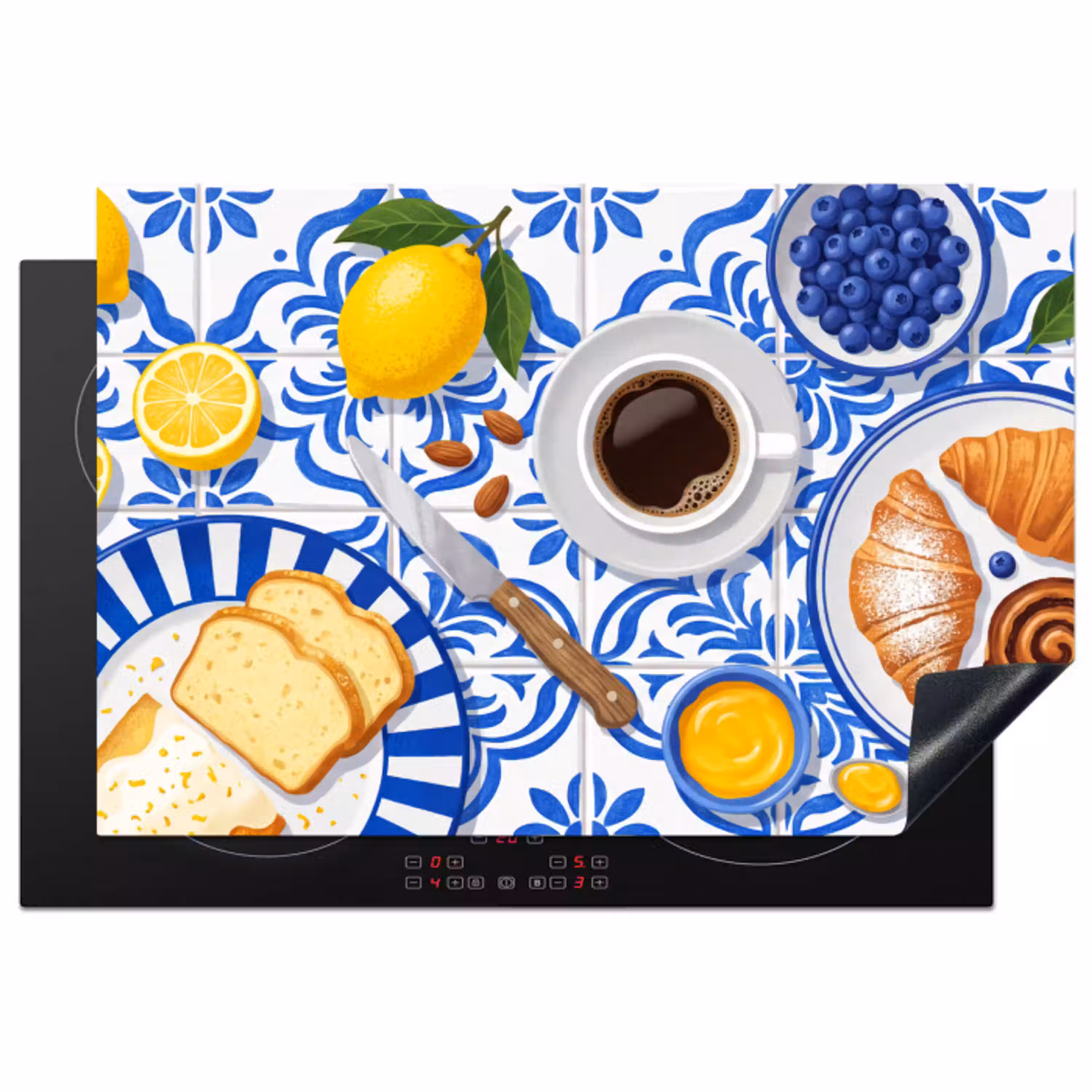 Ontbijt - Gebak - Eten Inductie beschermer vinyl 3mm klein -3d