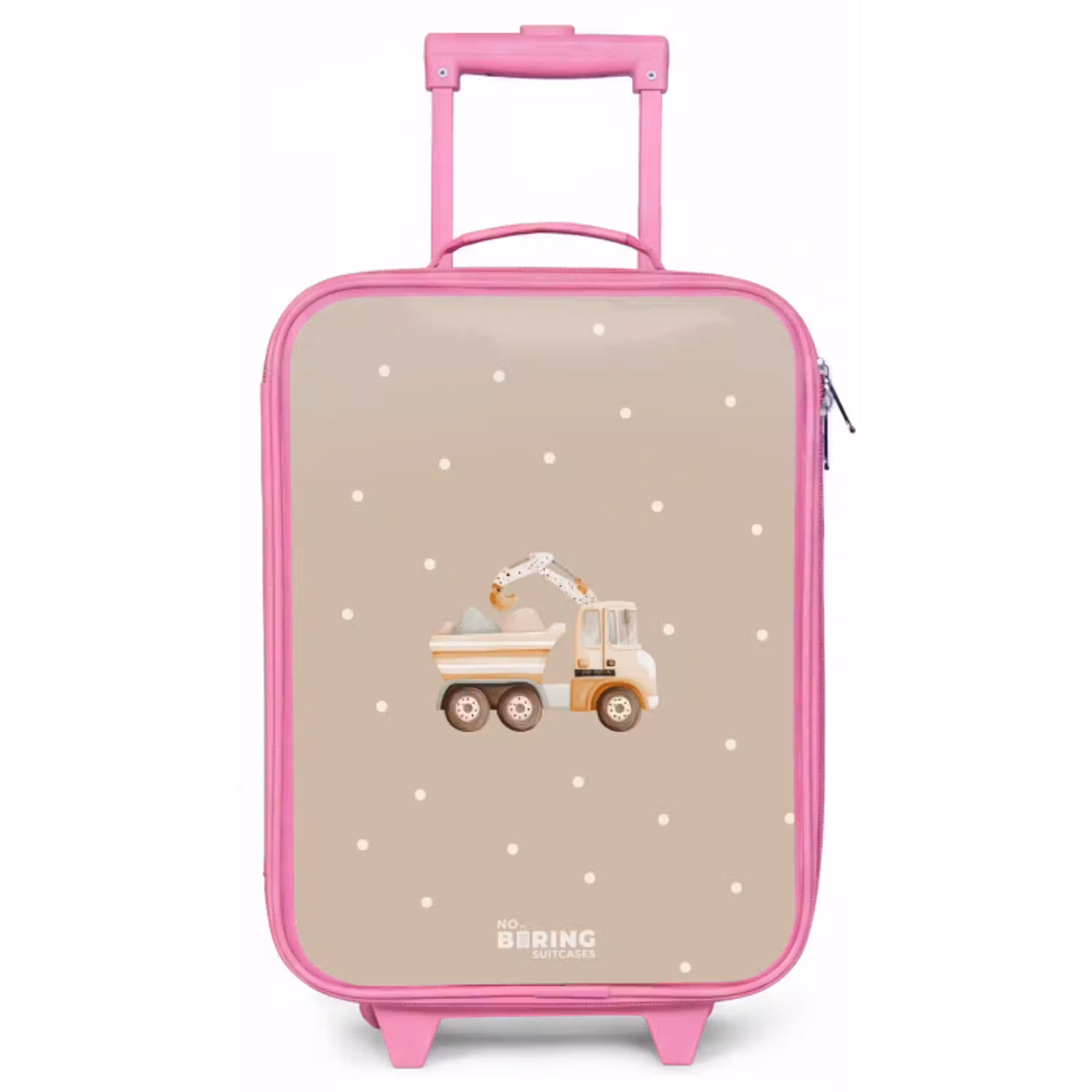 Gele kiepwagen met stenen en stippenpatroon Kinderkoffer - Roze klein -zz3dotto