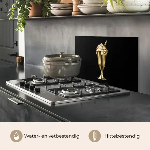 Milkshake - Goud - Drinken - Zwart keuken achterwand spatscherm klein -usp_NL
