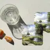 Zandpad - Groen landschap - Water onderzetter kurk middel -sfeer4