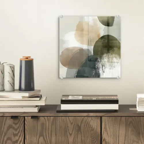 Minimalistisch - Cirkels - Penseelstreken - Beige plexiglas 5mm klein -sfeer1