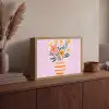 Vaas - Gestreept - Bloemen - Oranje Light Box met batterij (Wandlamp) middel -sfeer2