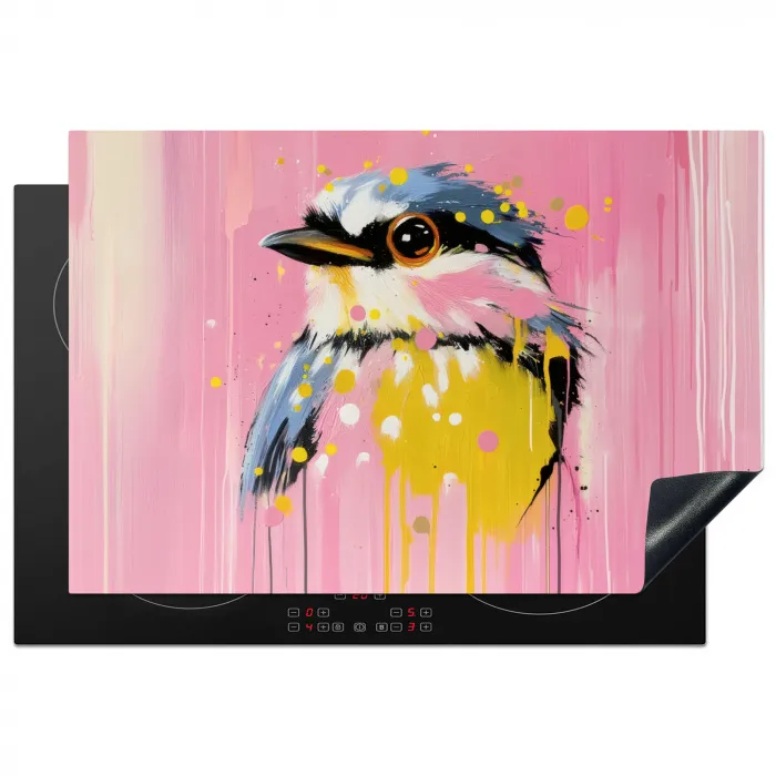 Vogel - Roze - Geel - Blauw Inductie beschermer vinyl 3mm klein -3d