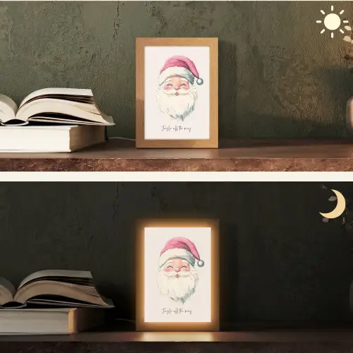 Kerstman - Kerst - Quote - Beige Light Box met kabel (Tafellamp) klein -sfeer3